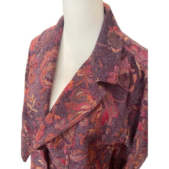 Coldwater Creek Dark Fall Colors Heavy Brocade Fabric Blazer Jacket Sz LP - Picture 4 of 9